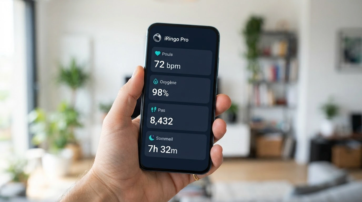 Application FitnessMax iRingo Pro – Pouls, Oxygène, Pas et Sommeil en un coup d'œil